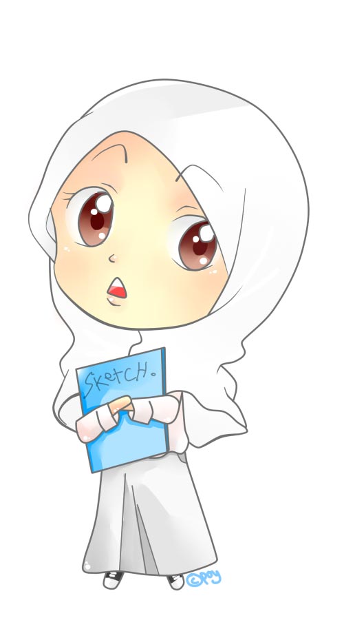 Gambar Kartun Muslimah Hijab Putih